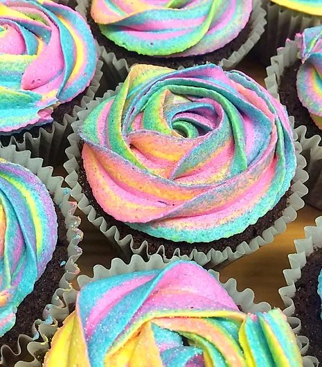Colourful decorated cupcakes